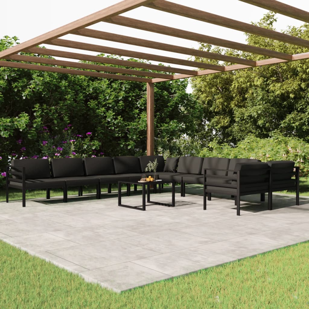 1 Loungeset Met Kussens Aluminium Antracietkleurig