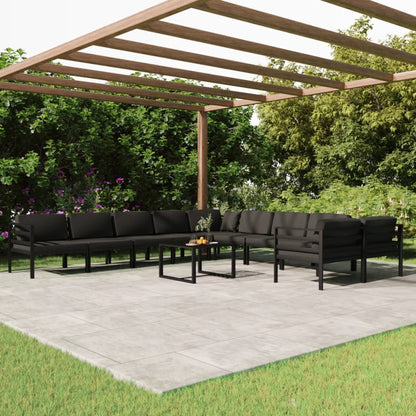 1 Loungeset Met Kussens Aluminium Antracietkleurig