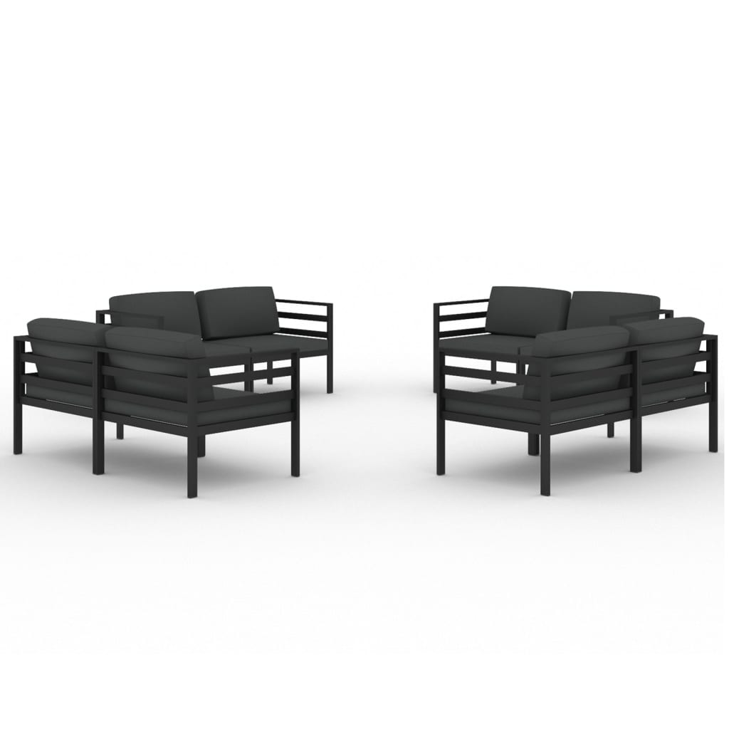 8-Delige Loungeset Met Kussens Aluminium Antracietkleurig 8x hoek