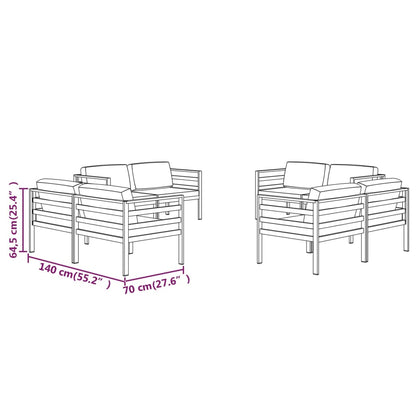 8-Delige Loungeset Met Kussens Aluminium Antracietkleurig 8x hoek