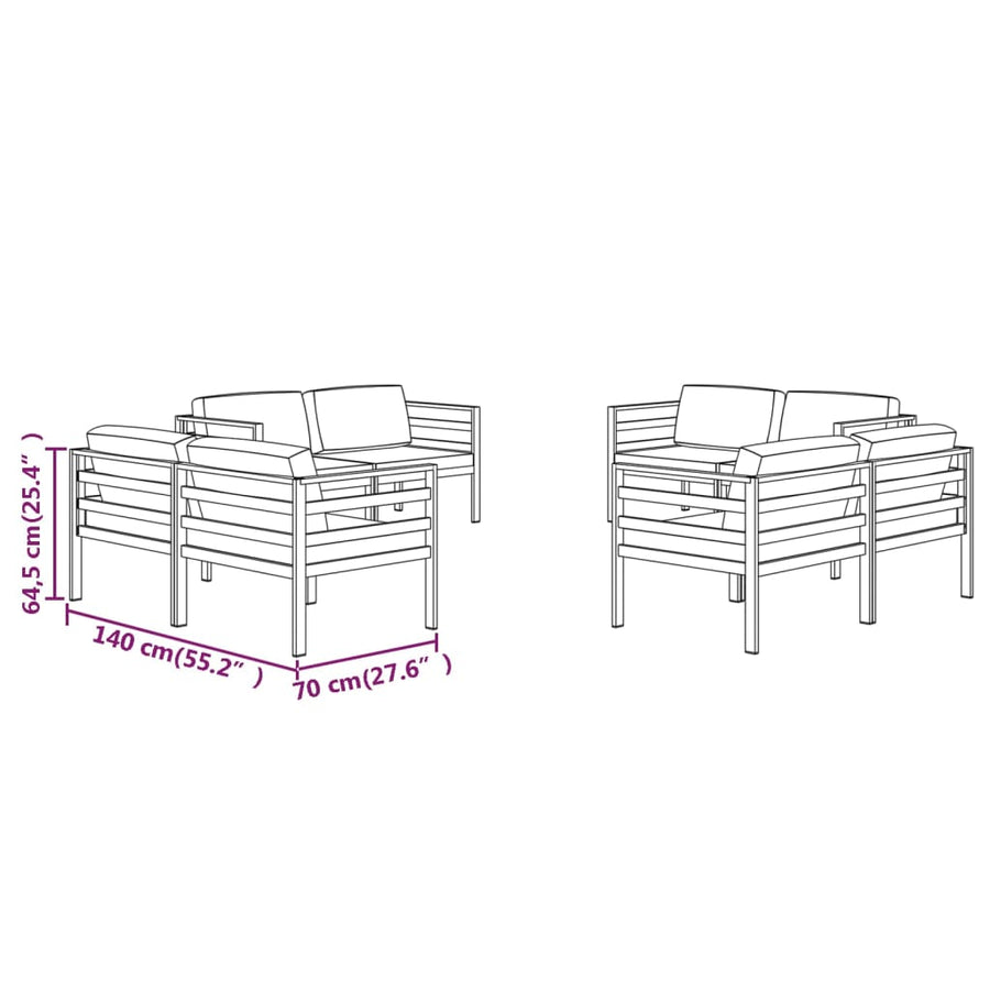 8-Delige Loungeset Met Kussens Aluminium Antracietkleurig 8x hoek
