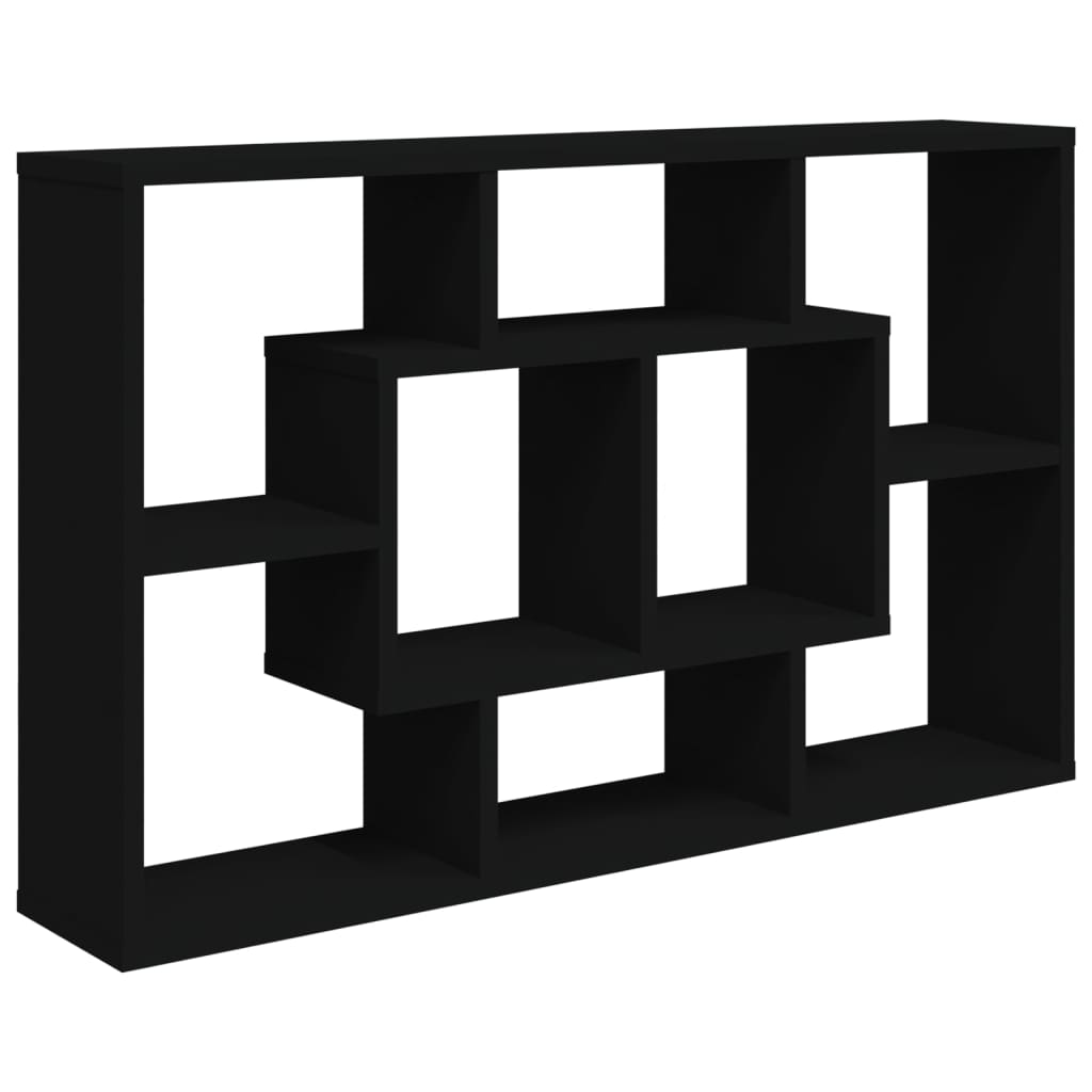 Wandschap 85X6X52,5 Cm Bewerkt Hout Zwart