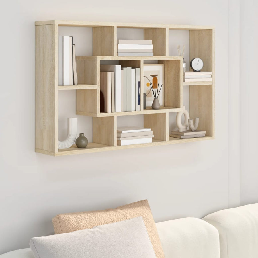 Wandschap 85X6X52,5 Cm Bewerkt Hout Kleurig Sonoma eiken