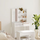 Kaptafel met spiegel 74,5x40x141 cm hoogglans wit