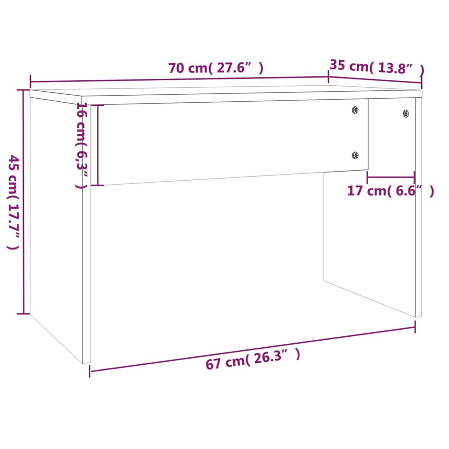 Kaptafelkruk 70x35x45 cm bewerkt hout sonoma eikenkleurig