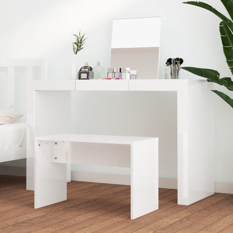 Kaptafelkruk 70X35X45 Cm Bewerkt Hout Hoogglans Wit