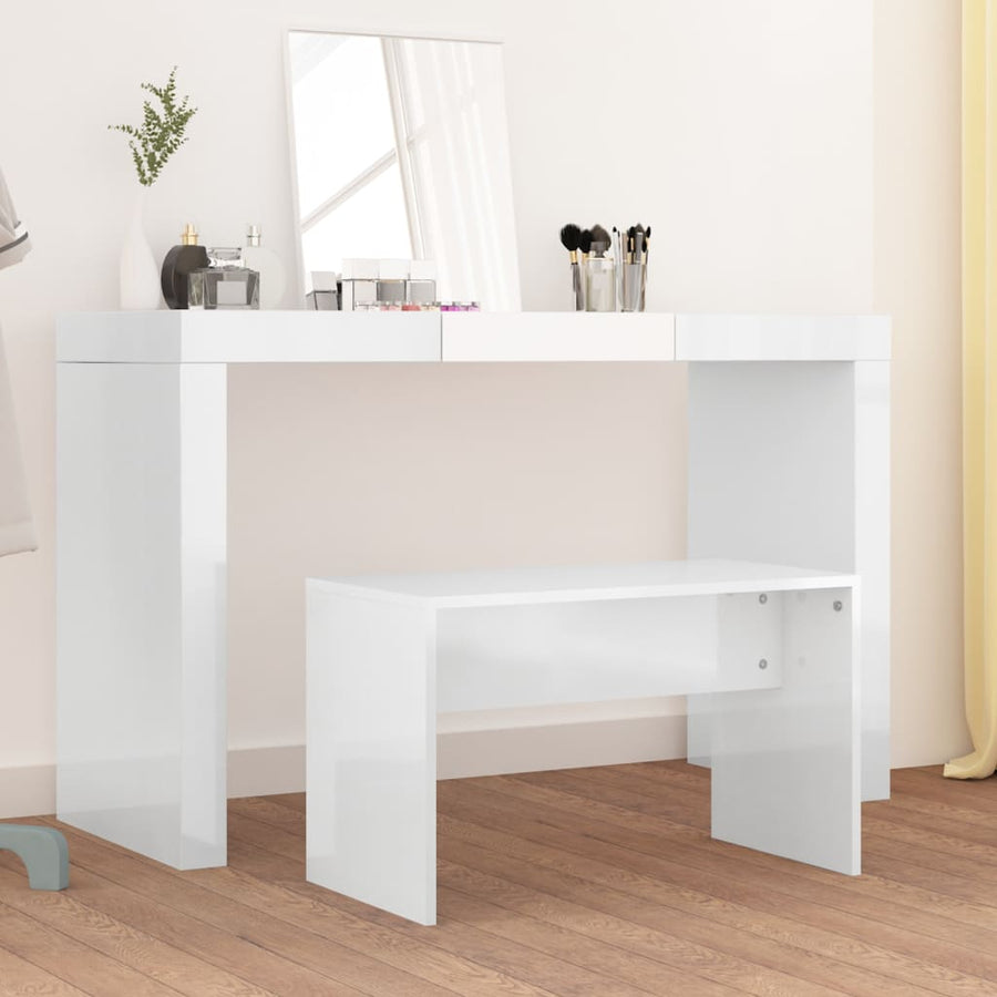 Kaptafelkruk 70X35X45 Cm Bewerkt Hout Hoogglans Wit