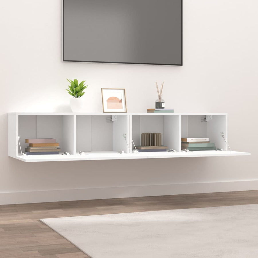 Tv-Meubels 80X30X30 Cm Bewerkt Hout 2 Wit