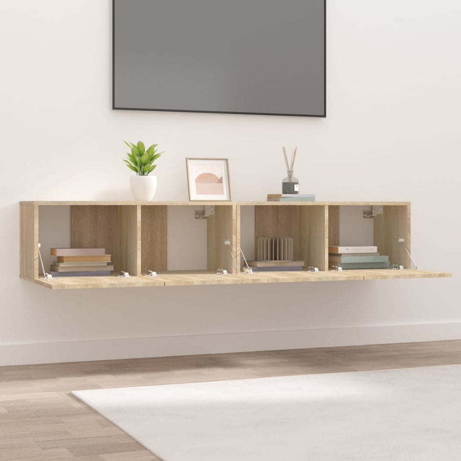 Tv-Meubelen 80X30X30 Cm Bewerkt Hout Kleurig 2 Sonoma eiken