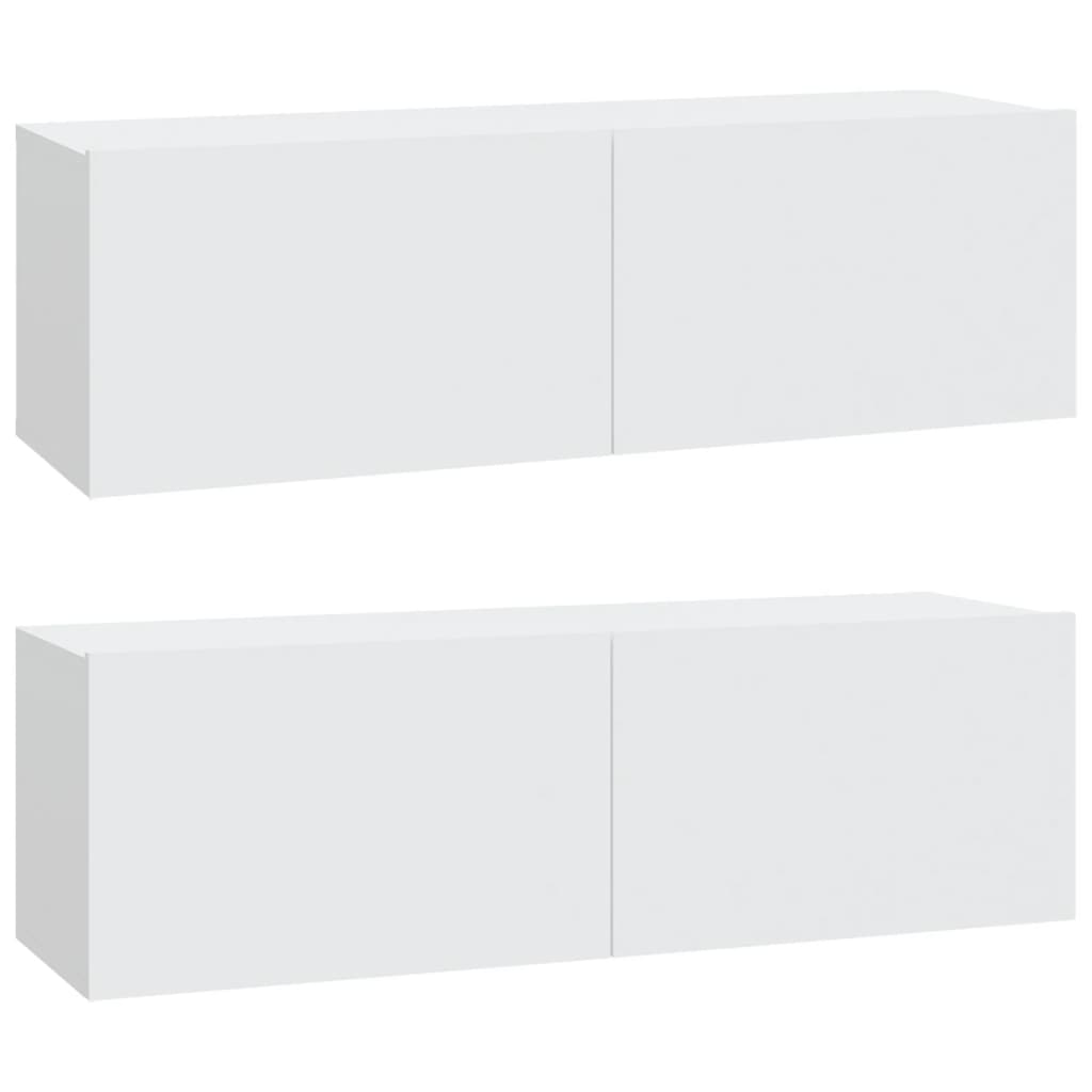 Tv-Meubelen Wandgemonteerd 100X30X30 Cm Bewerkt Hout Wit