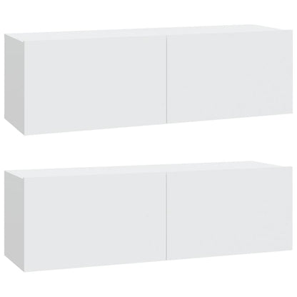 Tv-Meubelen Wandgemonteerd 100X30X30 Cm Bewerkt Hout Wit