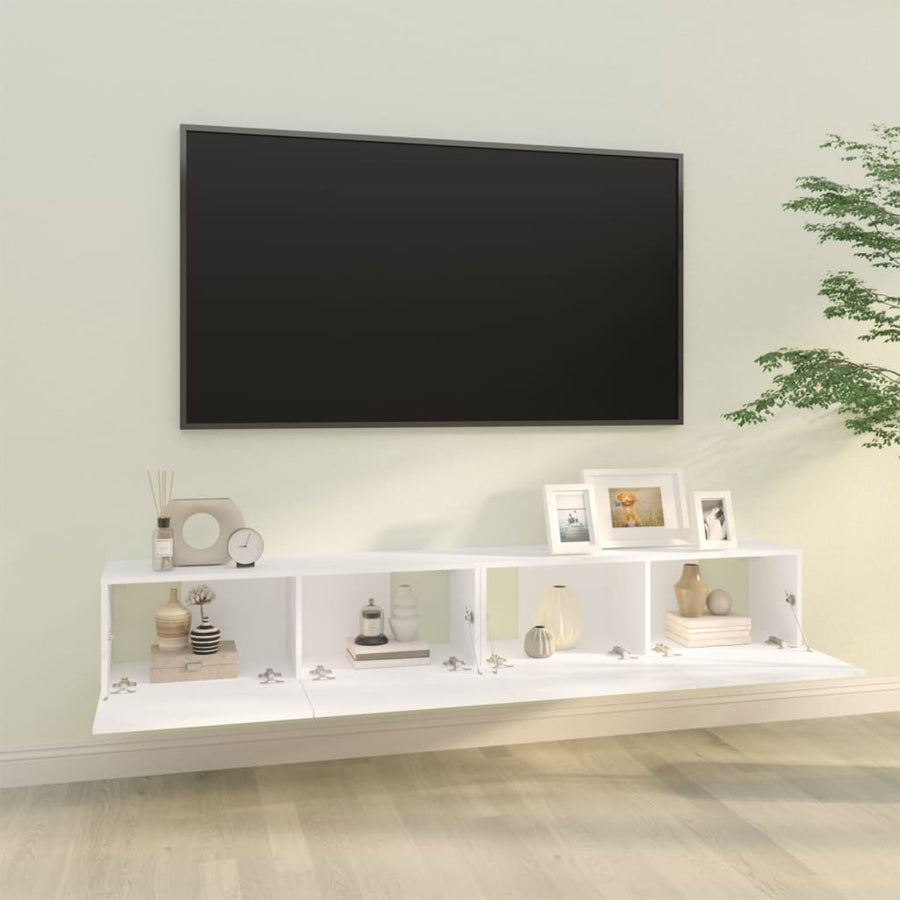 Tv-Meubelen Wandgemonteerd 100X30X30 Cm Bewerkt Hout Wit