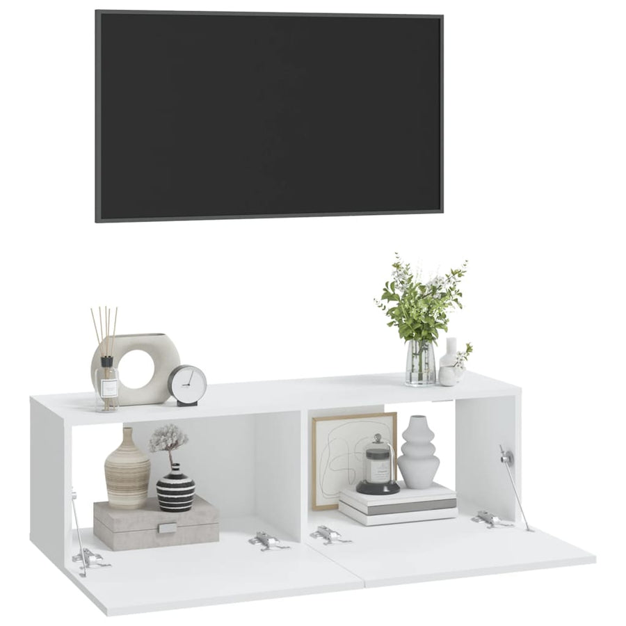 Tv-Meubelen Wandgemonteerd 100X30X30 Cm Bewerkt Hout Wit