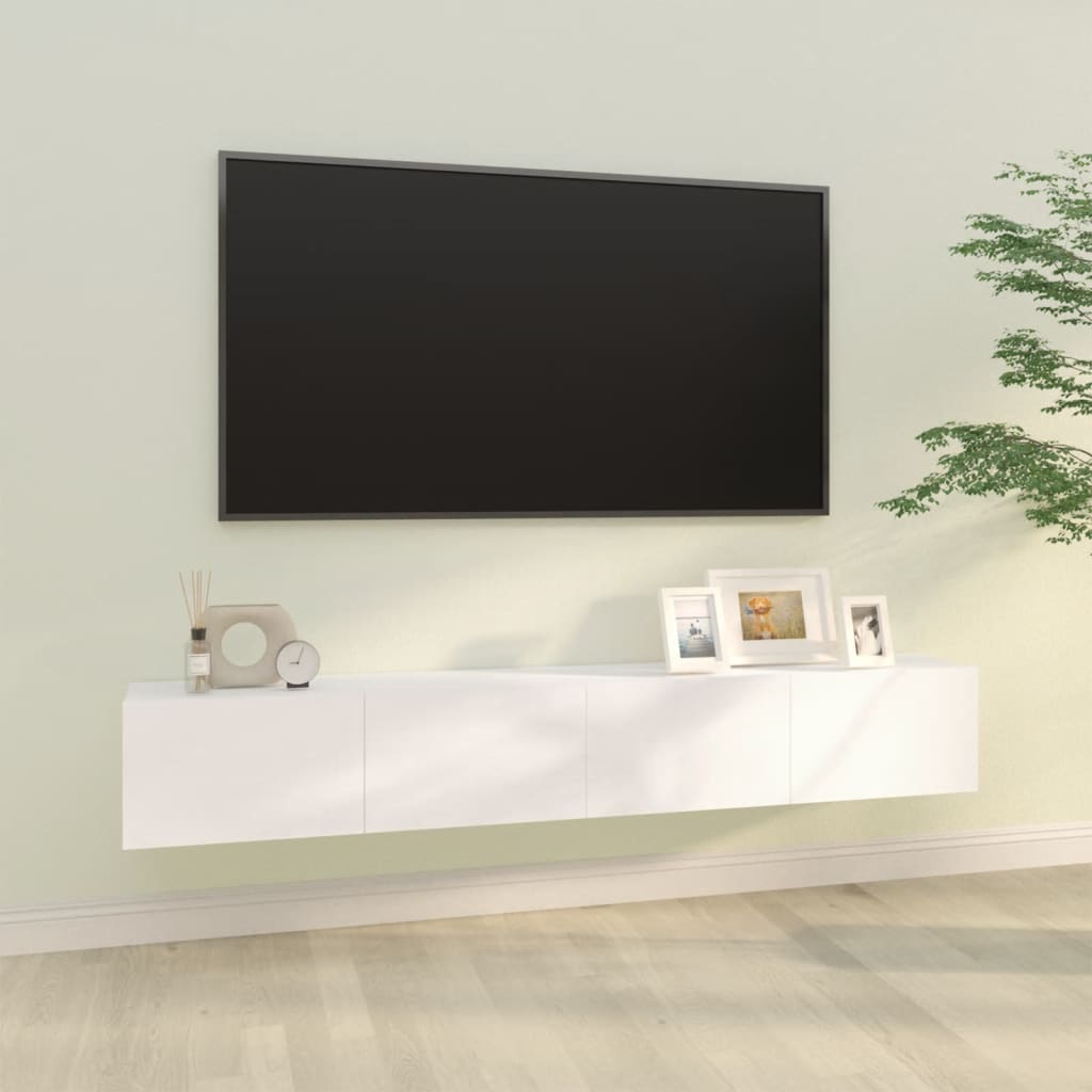 Tv-Meubelen Wandgemonteerd 100X30X30 Cm Bewerkt Hout Wit