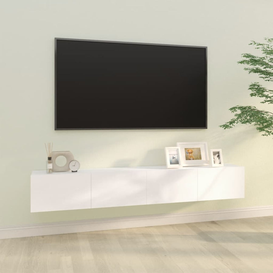 Tv-Meubelen Wandgemonteerd 100X30X30 Cm Bewerkt Hout Wit
