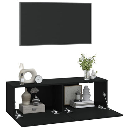 Tv-Wandmeubels 100X30X30 Cm Bewerkt Hout Zwart