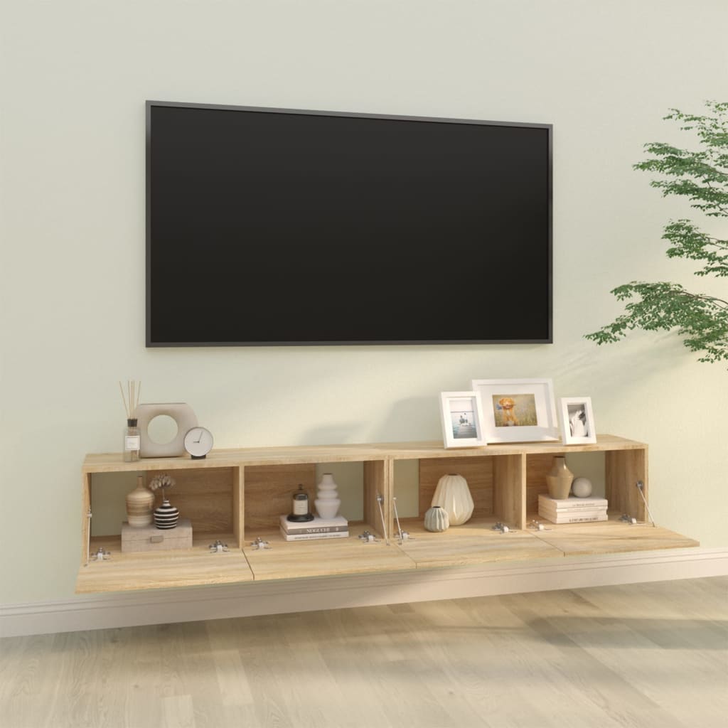 Tv-Meubelen Wandgemonteerd 100X30X30 Cm Hout Sonoma eiken