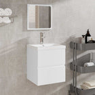 Bathroom cabinet with mirror carved wood white