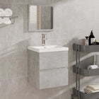 Bathroom cabinet with mirror, treated wood, concrete gray