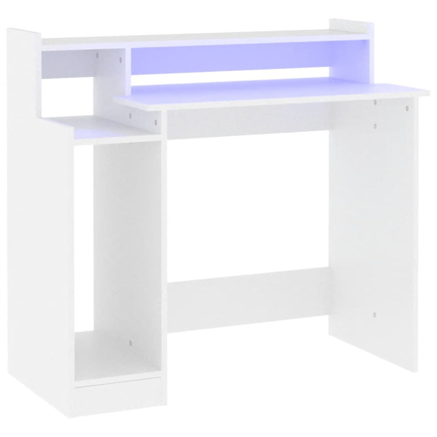 Bureau Met Led-Verlichting 97X45X90 Cm Bewerkt Hout Wit