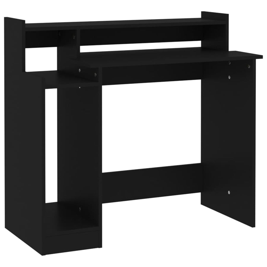 Bureau met LED-verlichting 97x45x90 cm bewerkt hout zwart