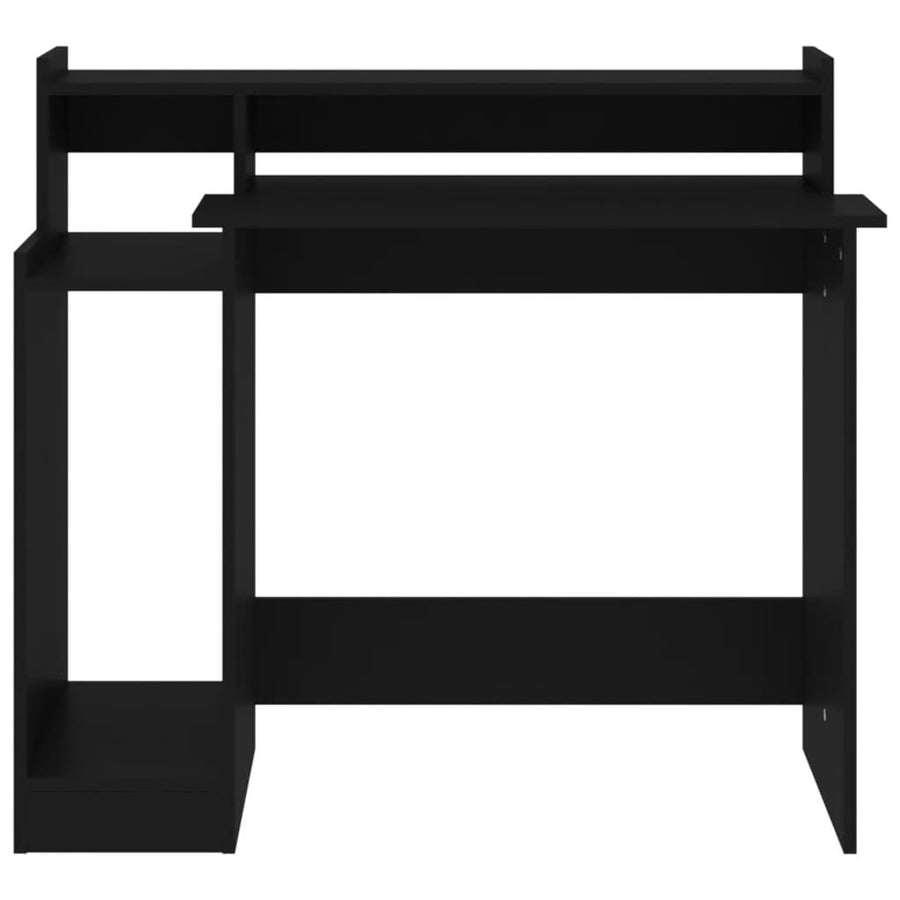 Bureau met LED-verlichting 97x45x90 cm bewerkt hout zwart