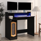 Bureau 97x45x90 cm bewerkt hout zwart met LED