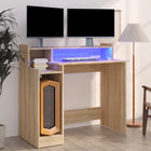 Desk with LED lighting 97x45x90 cm wood sonoma oak-colored