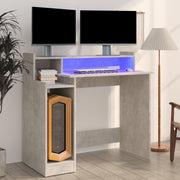 Bureau 97x45x90 cm bewerkt hout betongrijs LED