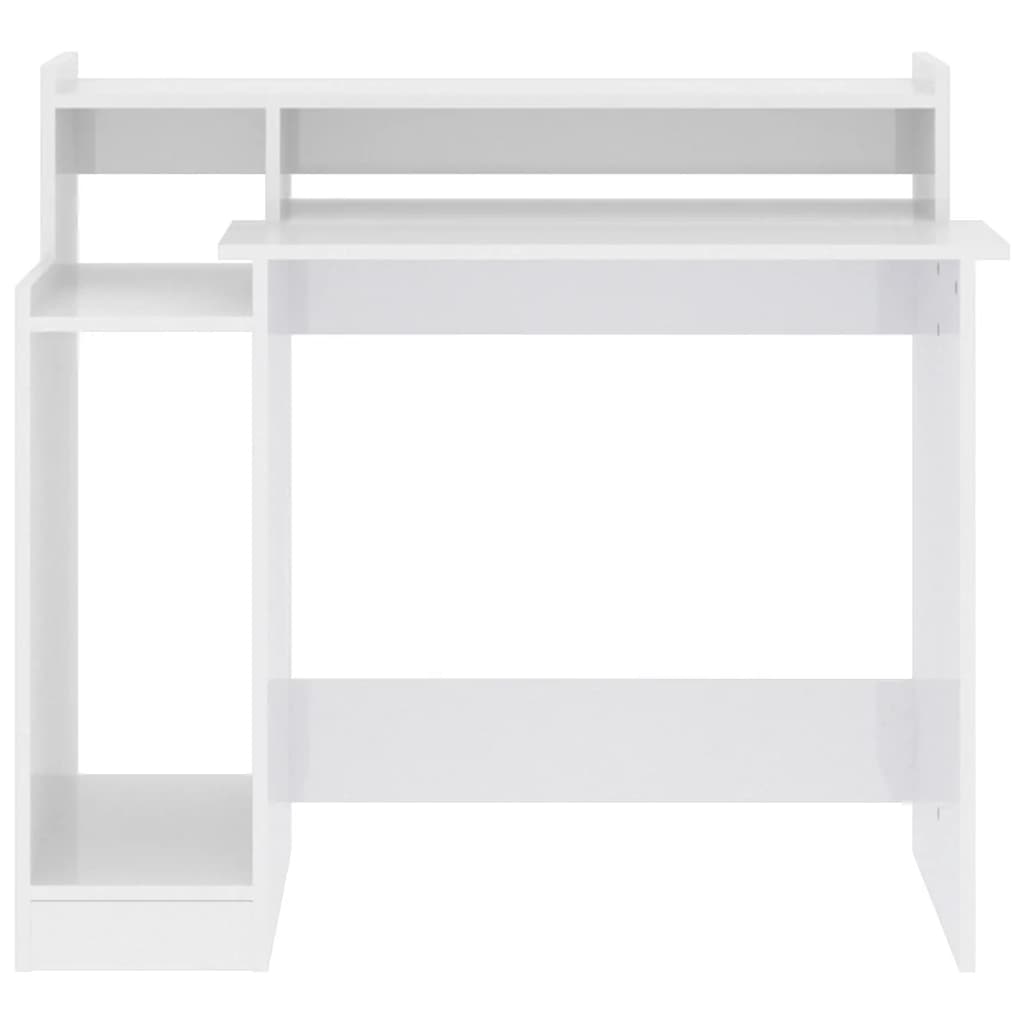 Bureau Met Led-Verlichting 97X45X90 Cm Hout Hoogglans Wit