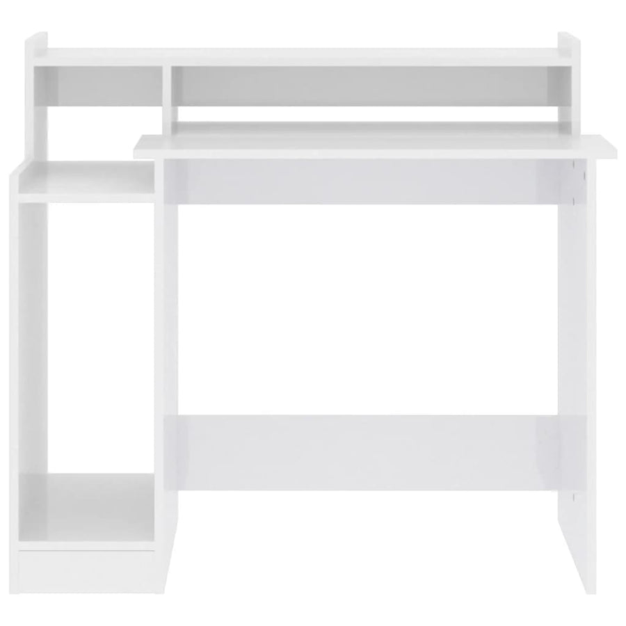 Bureau Met Led-Verlichting 97X45X90 Cm Hout Hoogglans Wit
