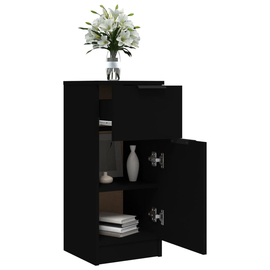 Dressoir 30X30X70 Cm Bewerkt Hout 1 Zwart