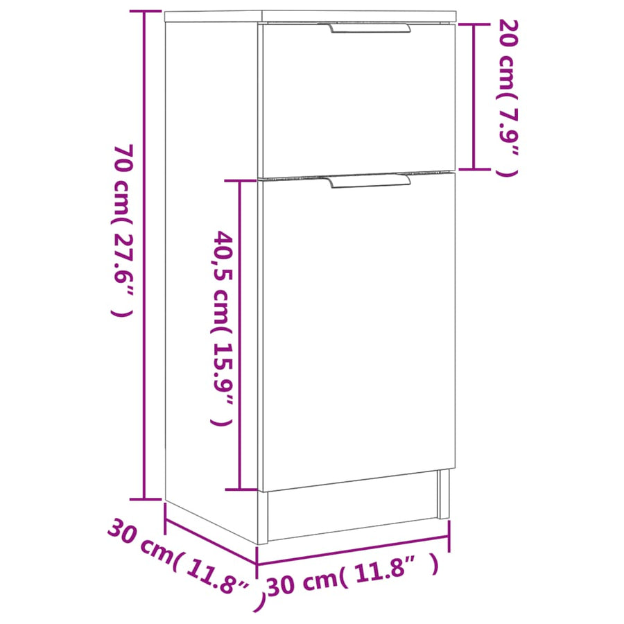 Dressoir 30X30X70 Cm Bewerkt Hout 1 Zwart