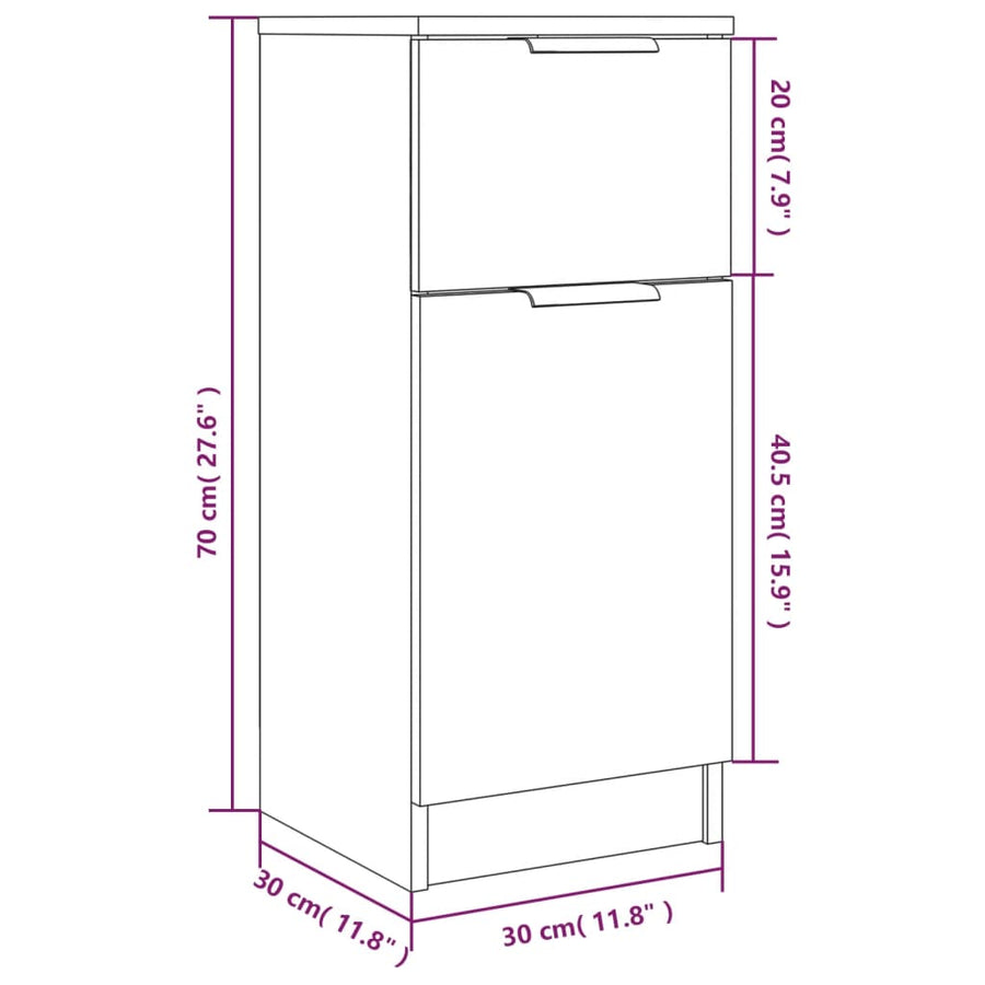 Dressoir 30X30X70 Cm Bewerkt Hout Kleurig 1 Sonoma eiken
