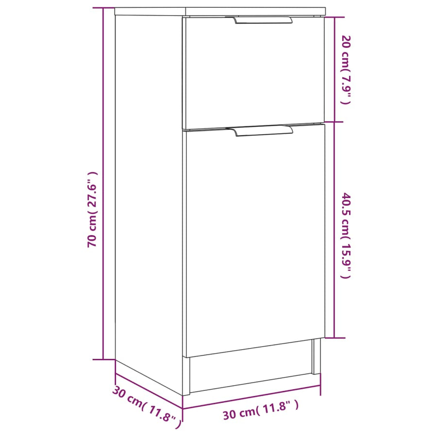 Dressoir 30x30x70 cm bewerkt hout betongrijs 1 Betongrijs