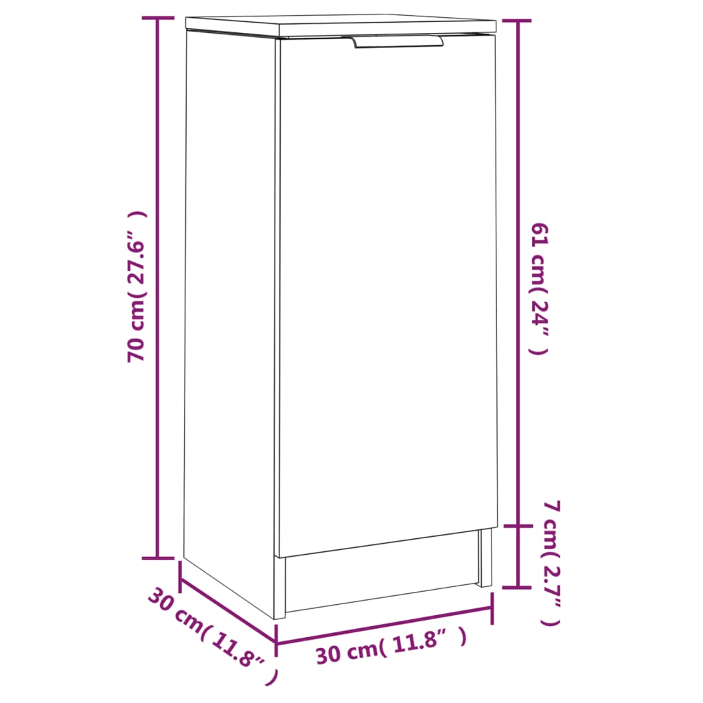 Dressoirs 2 St 30X30X70 Cm Bewerkt Hout Zwart