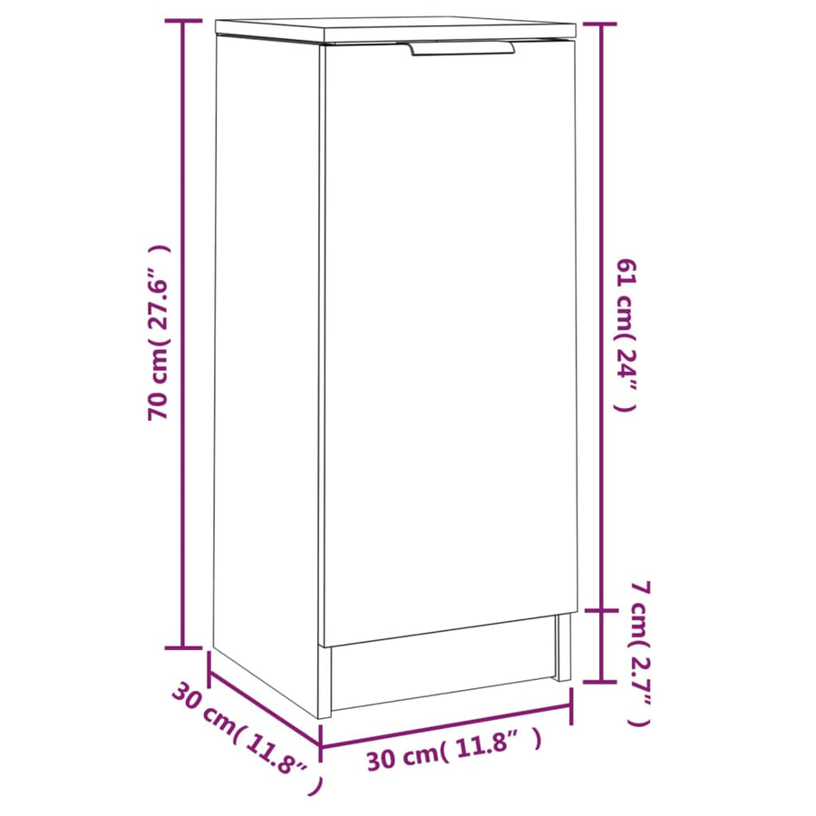 Dressoir 30X30X70 Cm Bewerkt Hout 1 Betongrijs