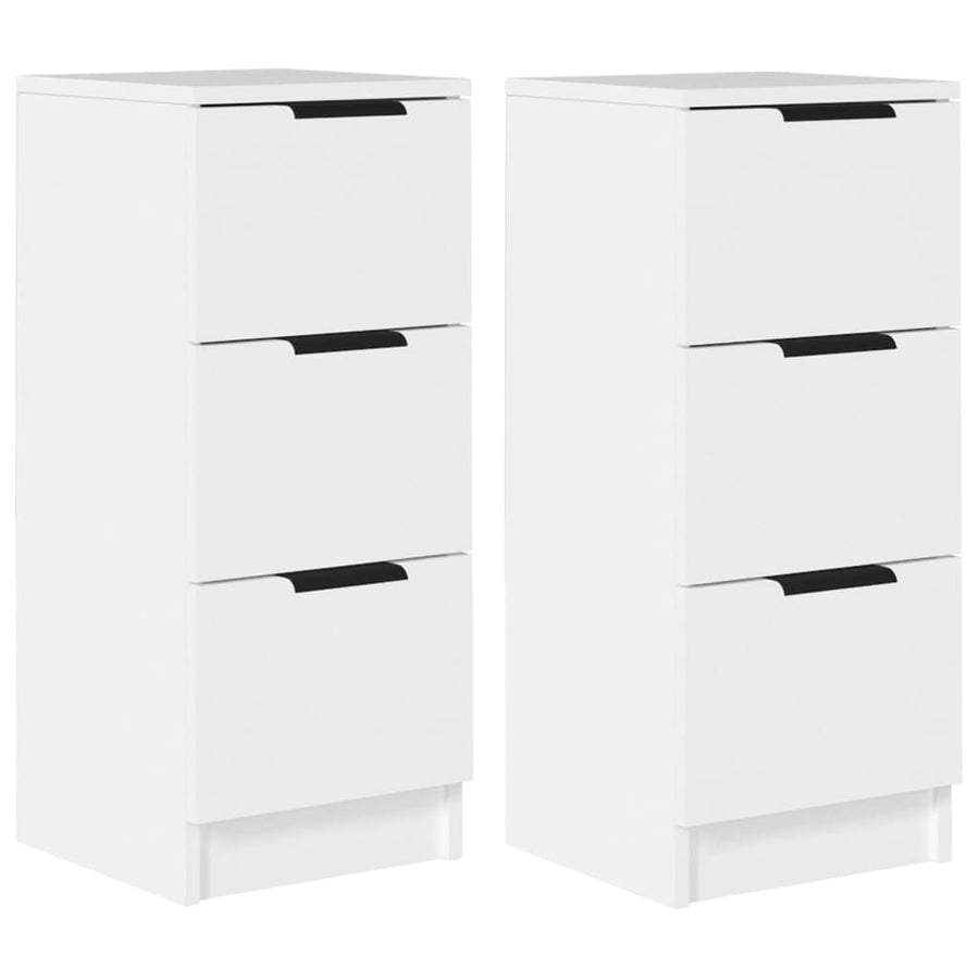 Dressoirs 2 st 30x30x70 cm bewerkt hout wit 2 Wit