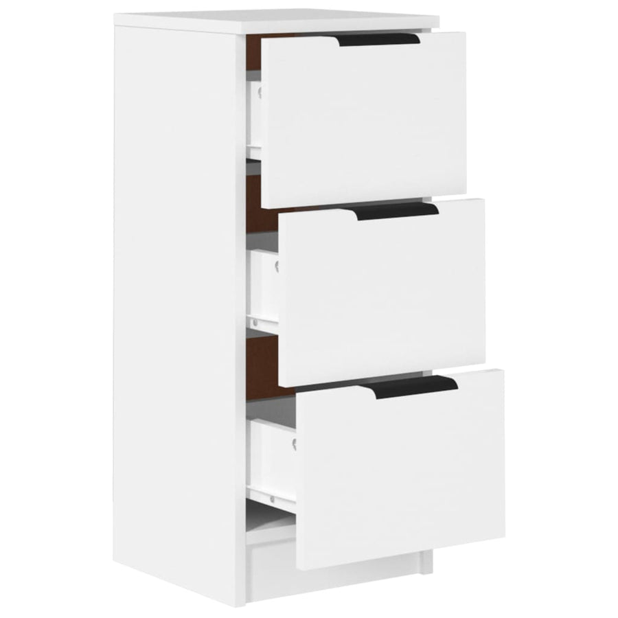 Dressoirs 2 st 30x30x70 cm bewerkt hout wit 2 Wit