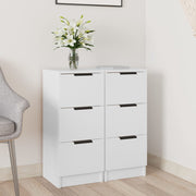 Dressoir 30x30x70 cm bewerkt hout wit (2 stuks)