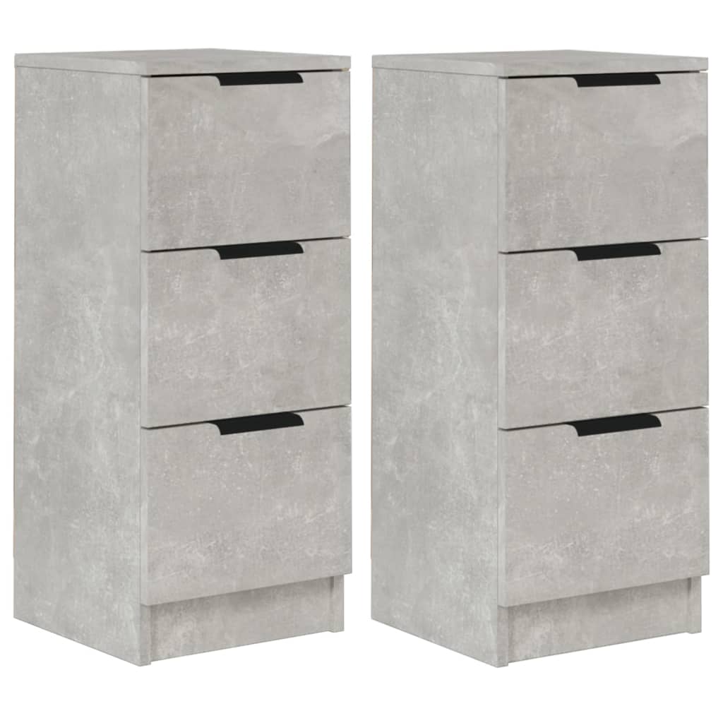 Dressoirs 2 St 30X30X70 Cm Bewerkt Hout Betongrijs