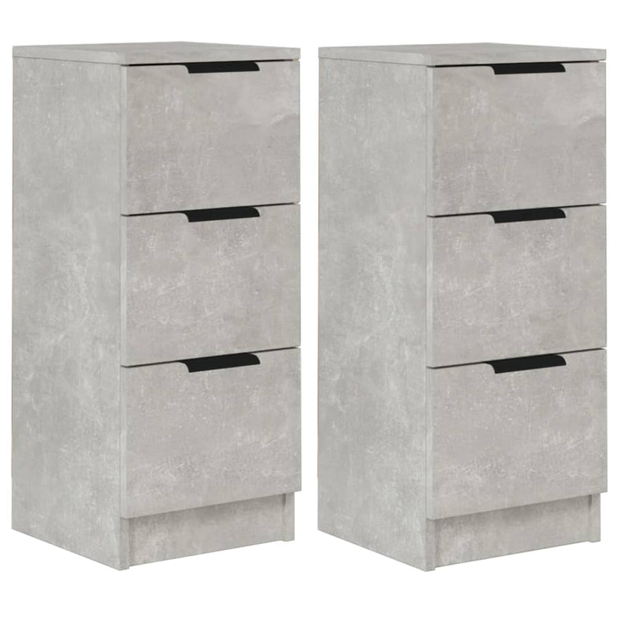 Dressoirs 2 St 30X30X70 Cm Bewerkt Hout Betongrijs
