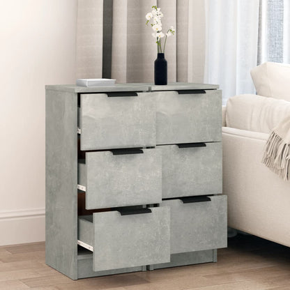 Dressoirs 2 St 30X30X70 Cm Bewerkt Hout Betongrijs