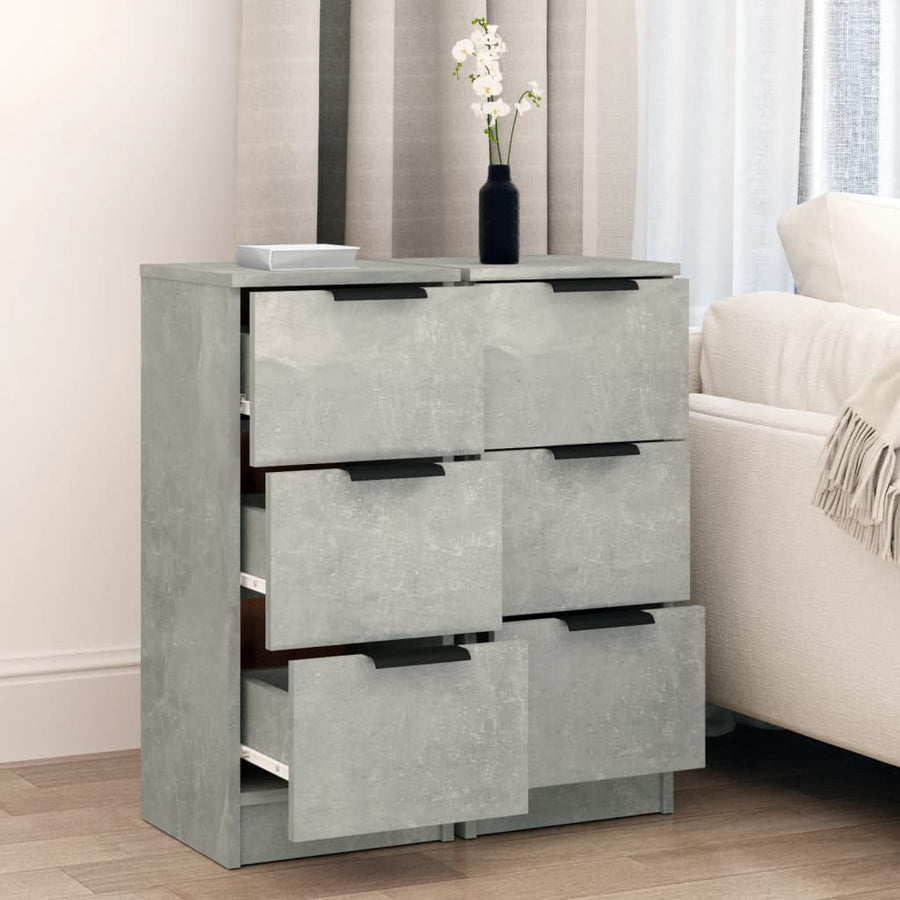 Dressoirs 2 St 30X30X70 Cm Bewerkt Hout Betongrijs