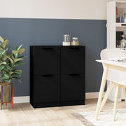 Dressoir 30x30x70 cm bewerkt hout zwart (2 stuks)