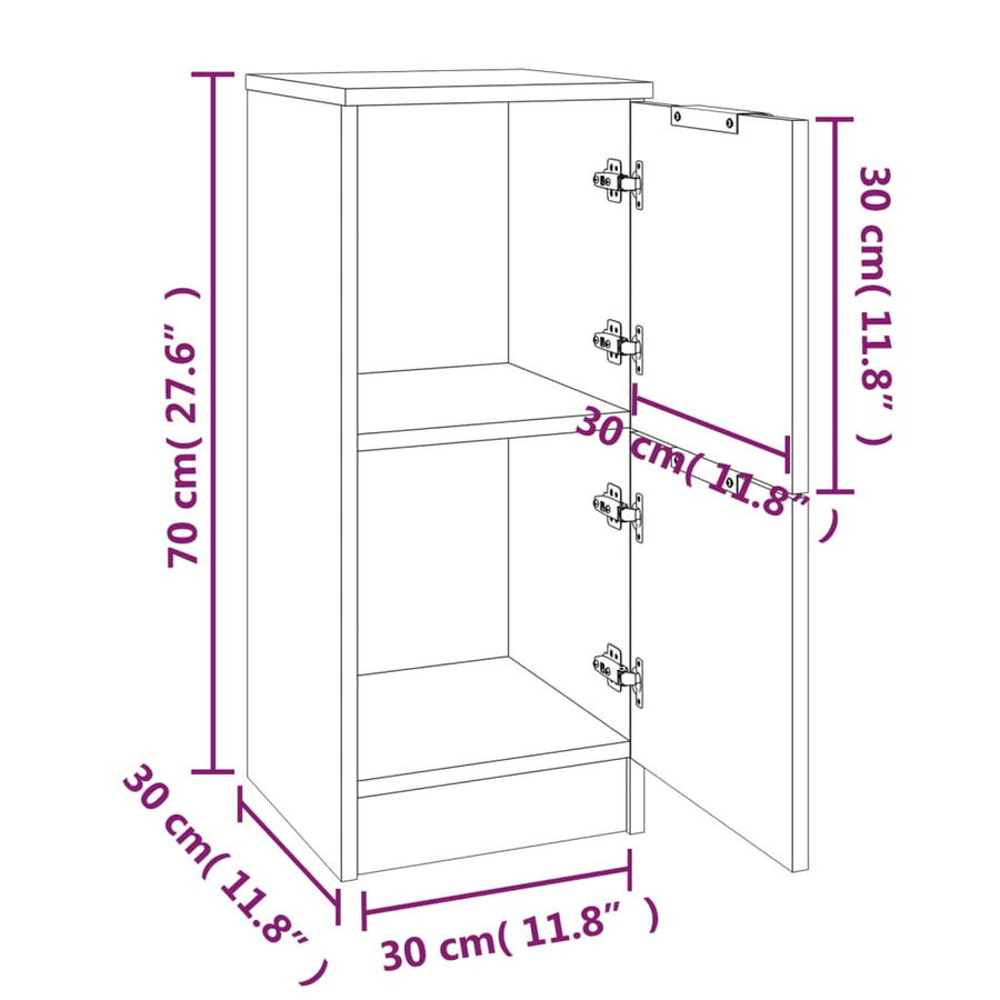 Dressoir 30X30X70 Cm Bewerkt Hout Betongrijs