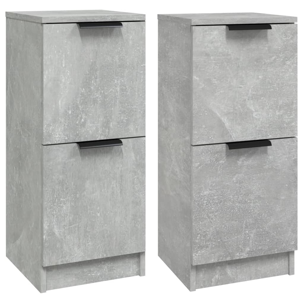 Dressoirs 2 St 30X30X70 Cm Bewerkt Hout Betongrijs