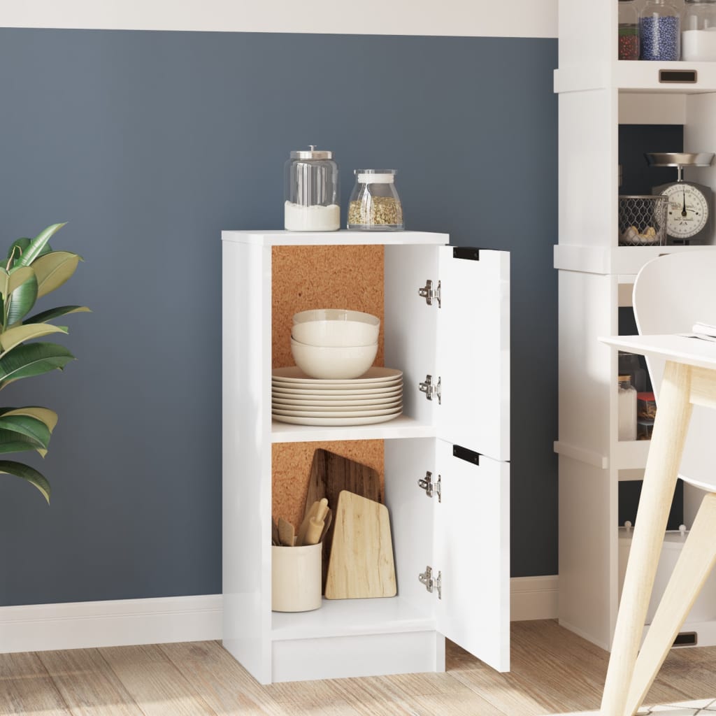 Dressoir 30X30X70 Cm Bewerkt Hout 1 Hoogglans wit