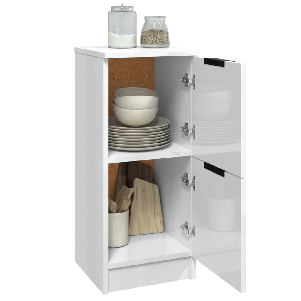 Dressoir 30X30X70 Cm Bewerkt Hout 1 Hoogglans wit