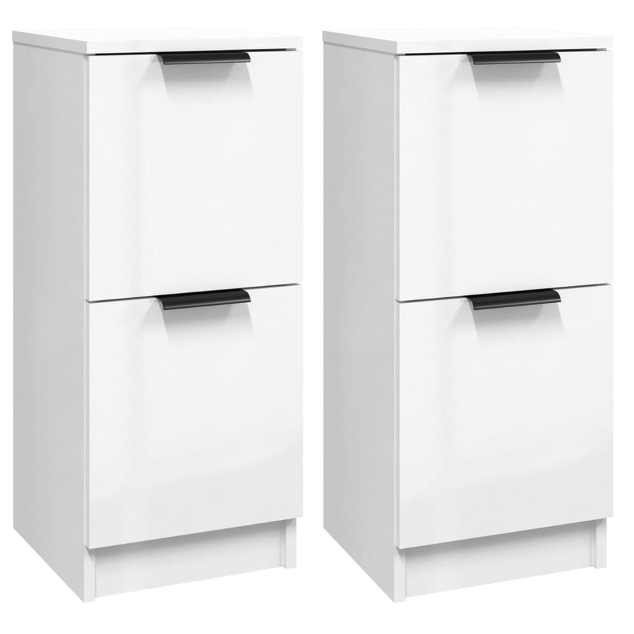Dressoirs 2 St 30X30X70 Cm Bewerkt Hout Hoogglans Wit